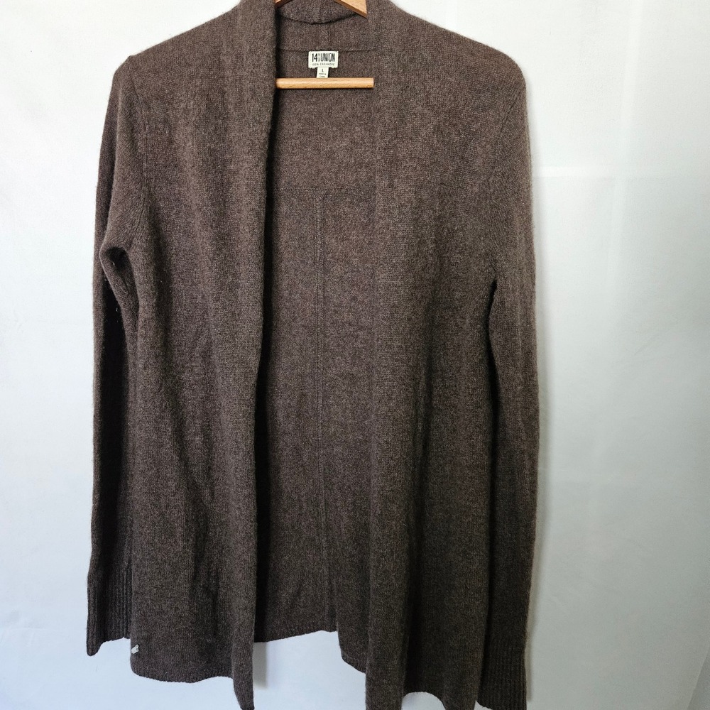 14th & Union 100% Cashmere Chocolate Brown Cardigan sz L